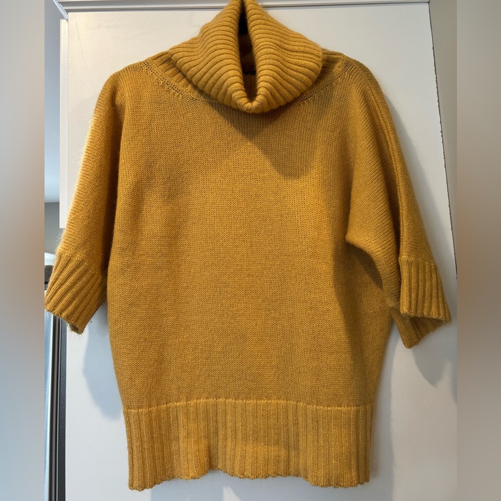 Hugo Boss yellow wool cowl neck 3/4 sleeve sweater in as new condition!!